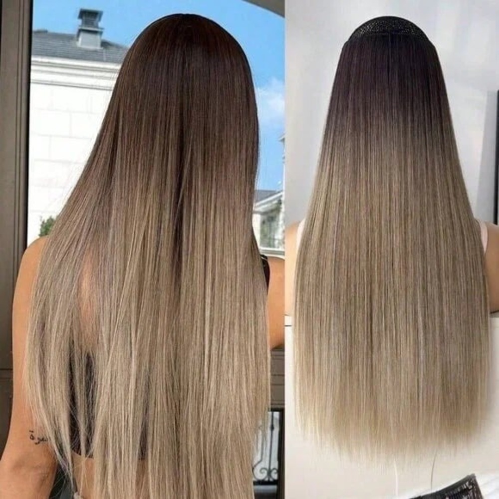 Balayage ash Blonde Clip In Hair Extensions 22 In